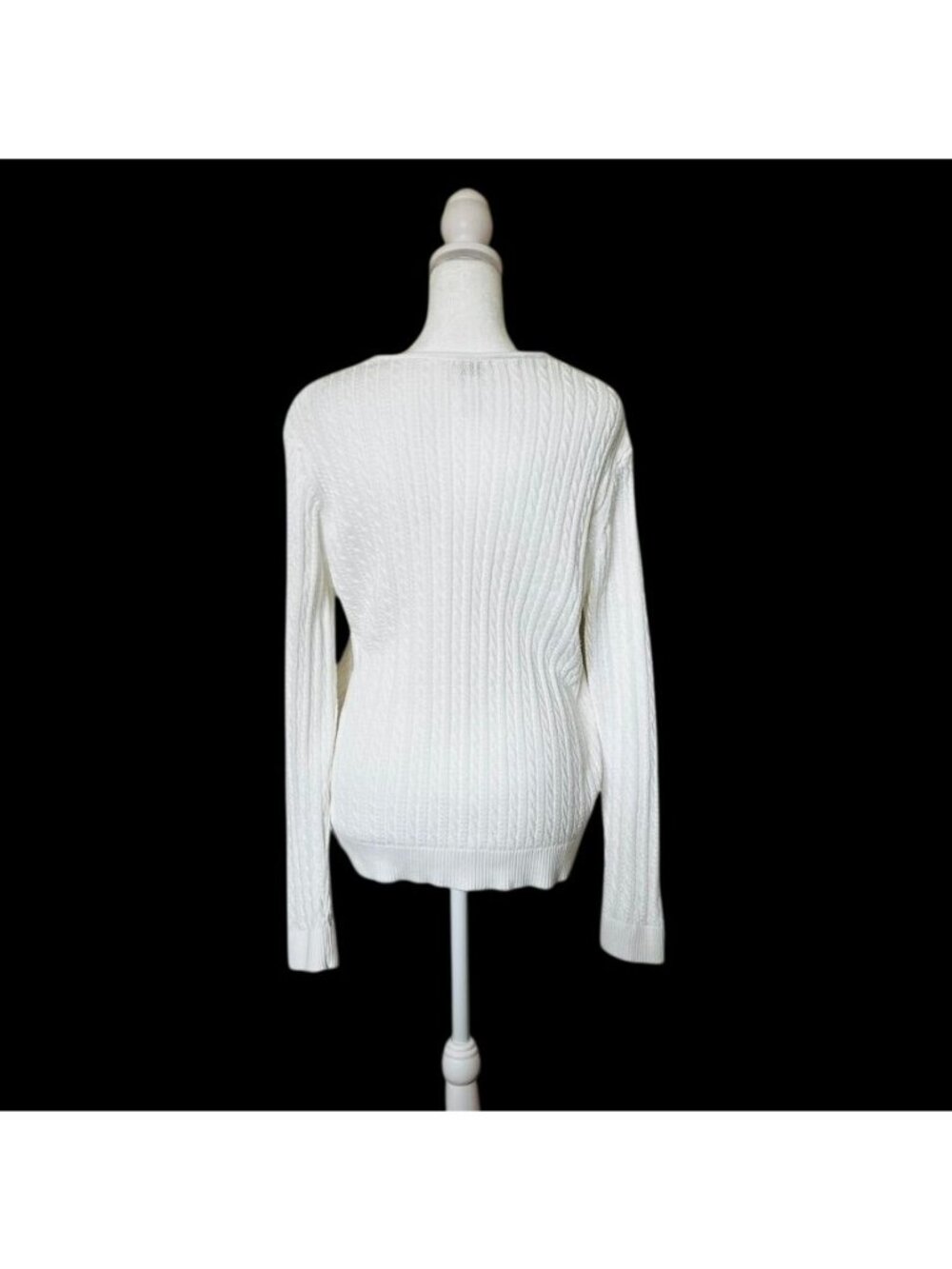 Talbots Cable Knit Sweater L Pima Cotton Light Academia Fisherman Preppy - Picture 3 of 12